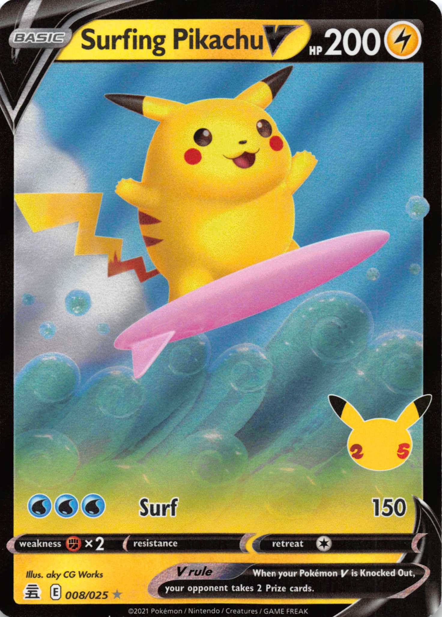 Surfing Pikachu V [008/025] (Celebrations) Holofoil