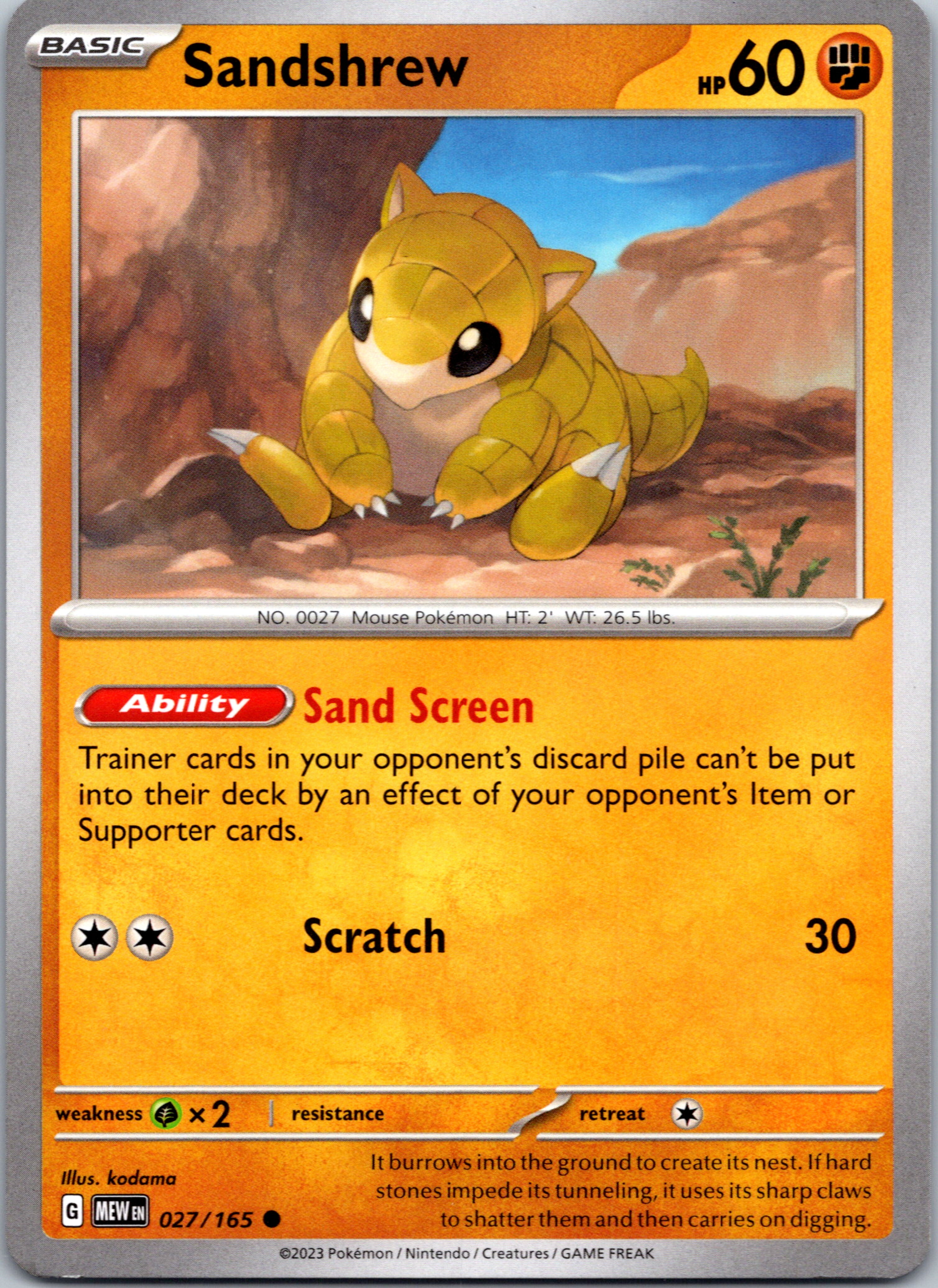 Sandshrew (27/165) [Scarlet & Violet:  151]