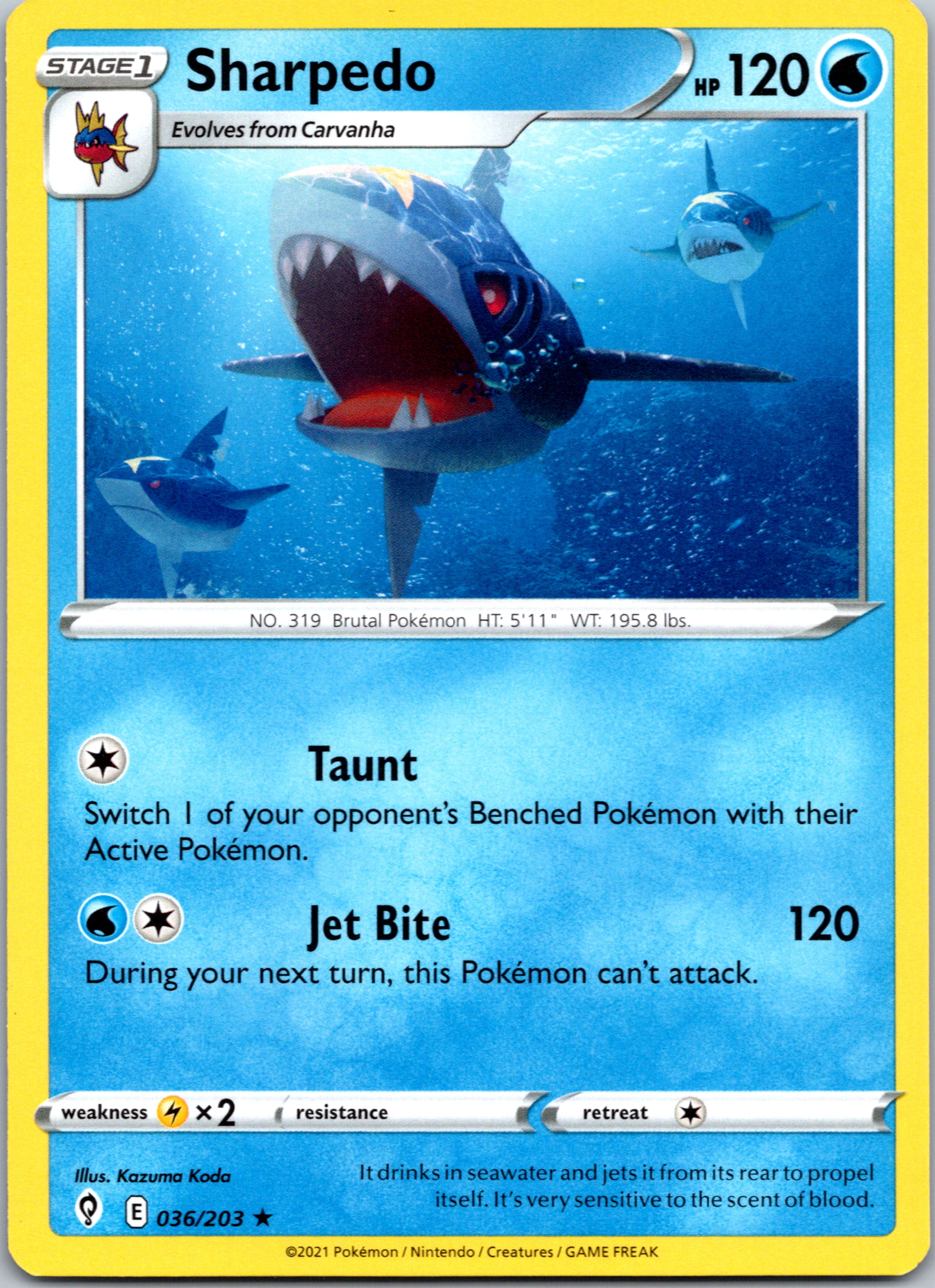 Sharpedo (036/203) [Sword & Shield: Evolving Skies]