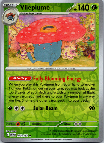 Vileplume (045/165) [Scarlet & Violet:  151] Reverse Holofoil
