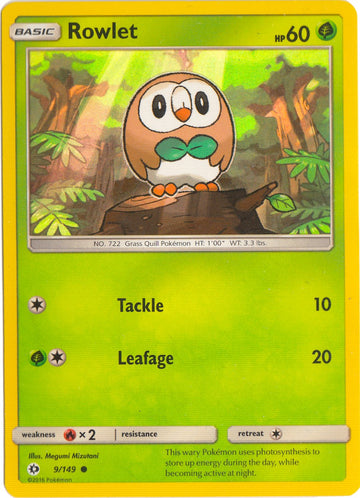 Rowlet - 9/149 (Water Web Holo) [009/149] [Sun & Moon Base Set] Holofoil