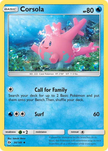Corsola [36/149] [Sun & Moon Base Set] Reverse Holofoil