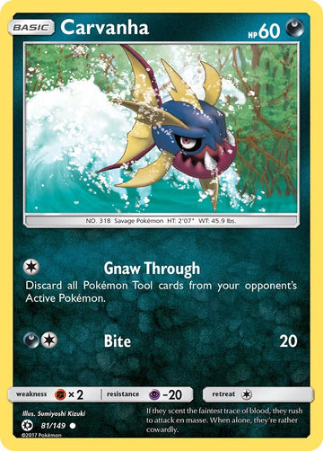 Carvanha [81/149] [Sun & Moon Base Set] Reverse Holofoil