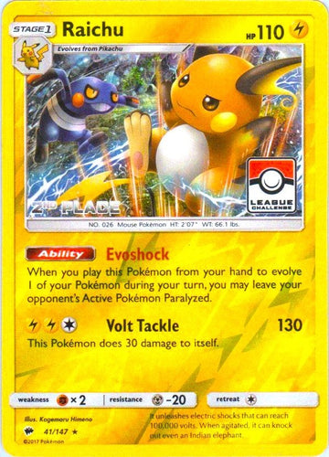 Raichu (041/147) (League Promo 2nd Place) [Sun & Moon: Burning Shadows]