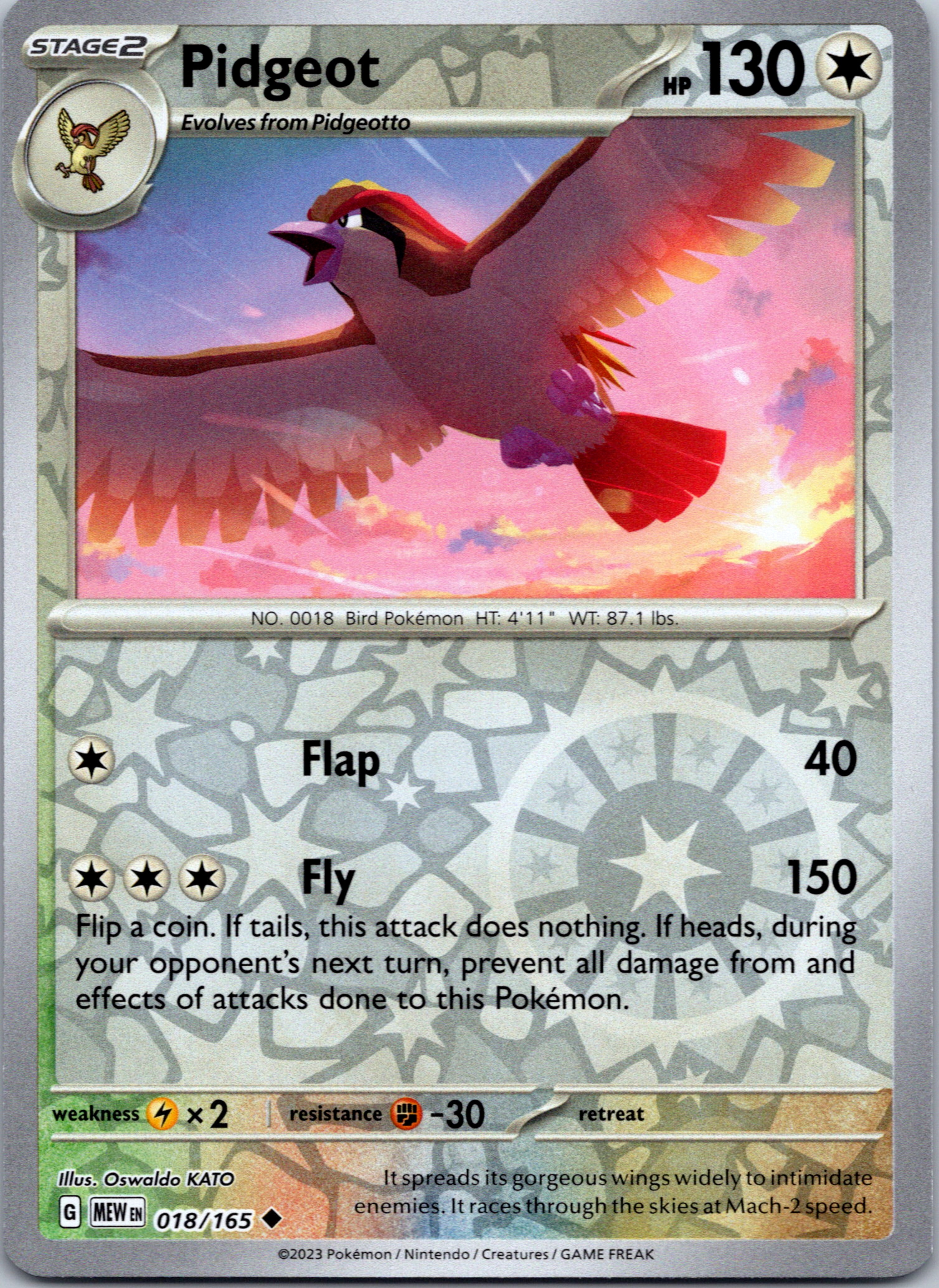 Pidgeot (018/165) [Scarlet & Violet:  151] Reverse Holofoil