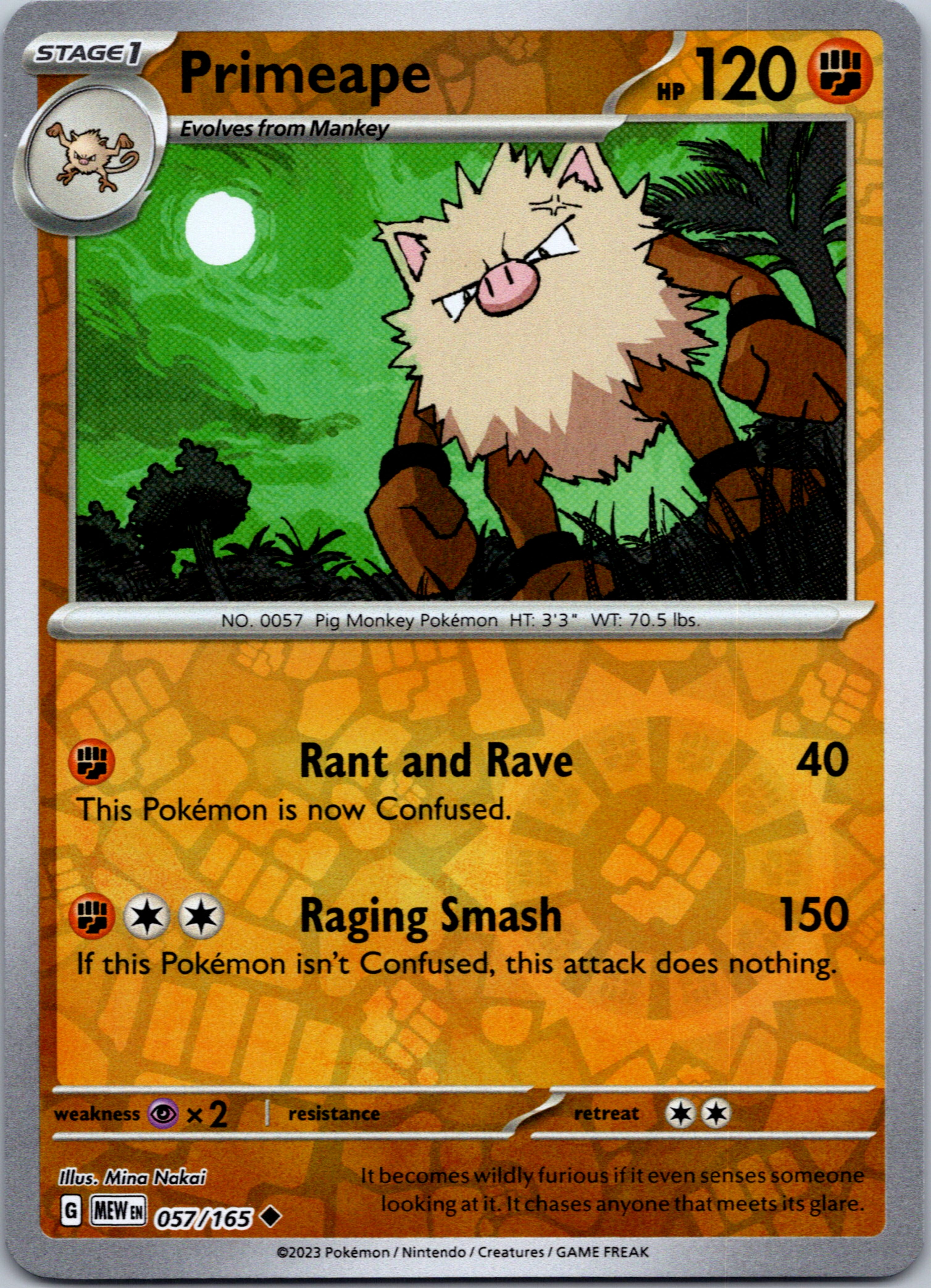 Primeape (057/165) [Scarlet & Violet:  151] Reverse Holofoil