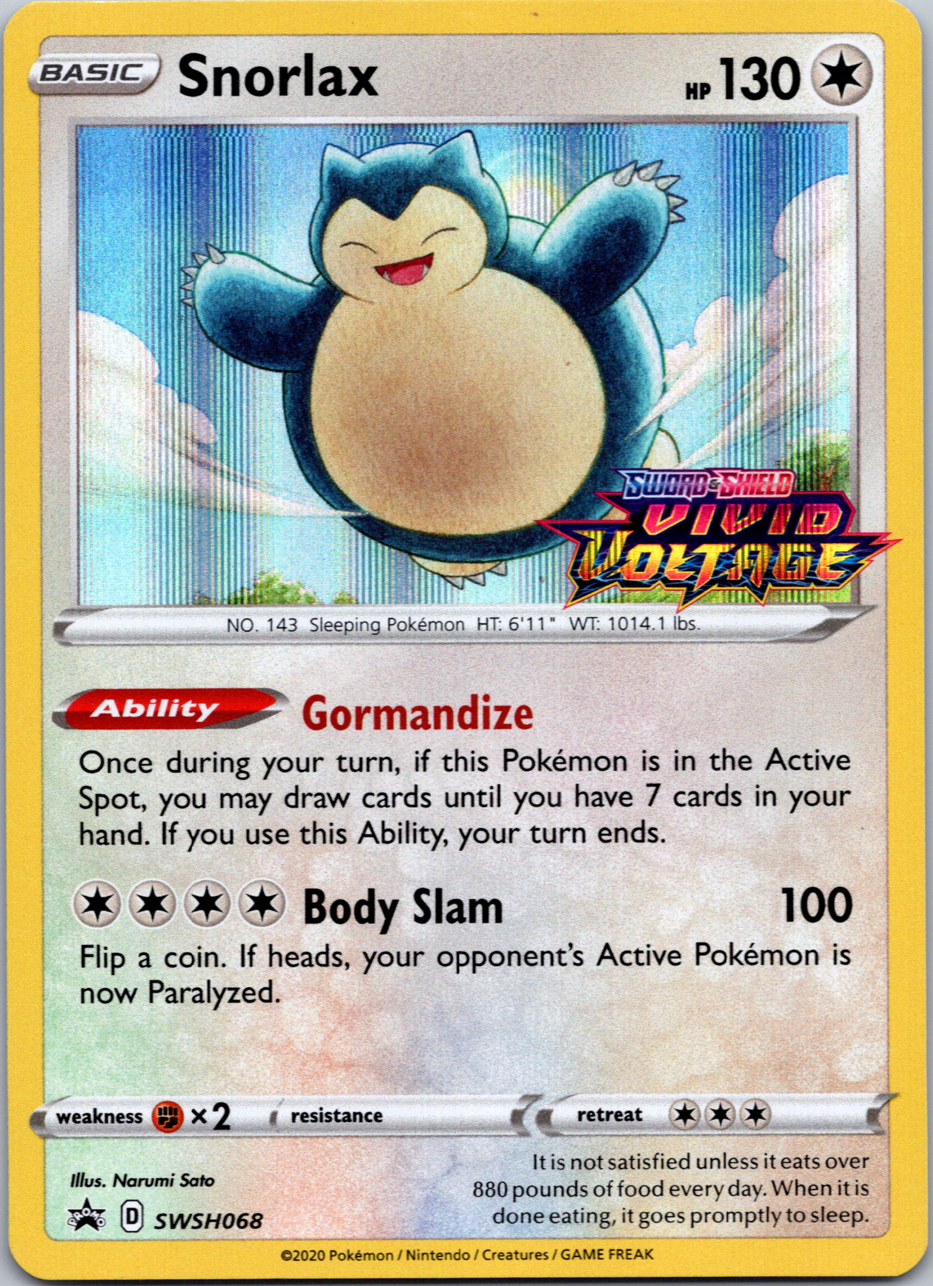 Snorlax (SWSH068) (Prerelease Promo) [Sword & Shield: Black Star Promos]