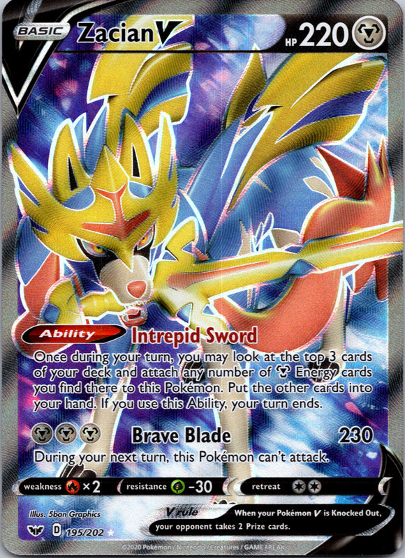 Zacian V (Full Art) (195/202) [SWSH01: Sword & Shield Base Set]