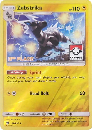 Zebstrika (082/214) (League Promo 3rd Place) [Sun & Moon: Lost Thunder]