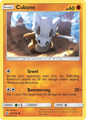 Cubone [105/236] [Unified Minds] Reverse Holofoil