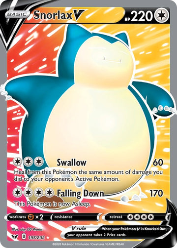 Snorlax V (Full Art) (197/202) [SWSH01: Sword & Shield Base Set]