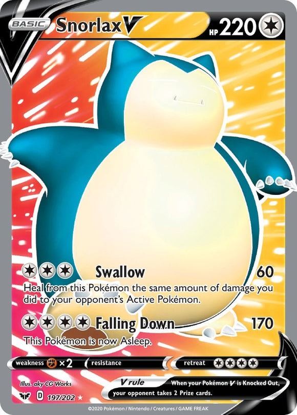 Snorlax V (Full Art) (197/202) [SWSH01: Sword & Shield Base Set]