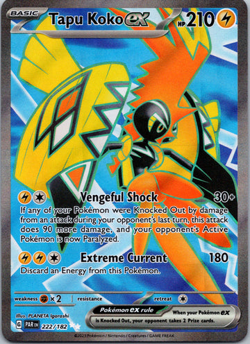 Tapu Koko ex (222/182) - [Scarlet & Violet: Paradox Rift] Holofoil