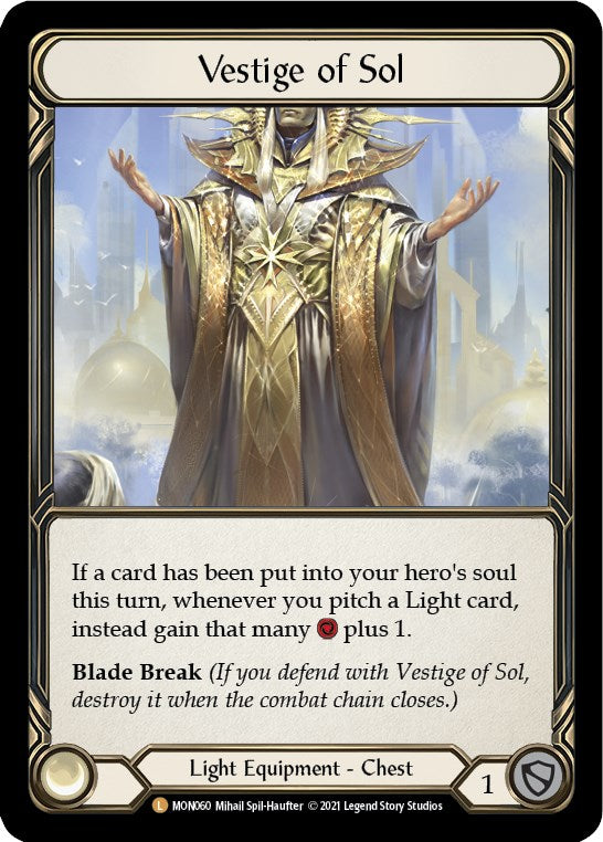 Vestige of Sol [MON060] [Monarch] 1st Edition Cold Foil