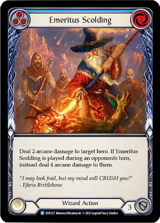 Emeritus Scolding (Blue) [EVR127] [Everfest] 1st Edition Rainbow Foil
