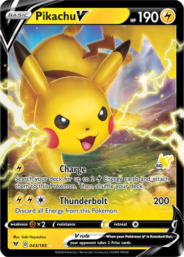 Pikachu V - (#60 Pikachu Stamped) [043/185] - (Sword & Shield: Vivid Voltage) Holofoil