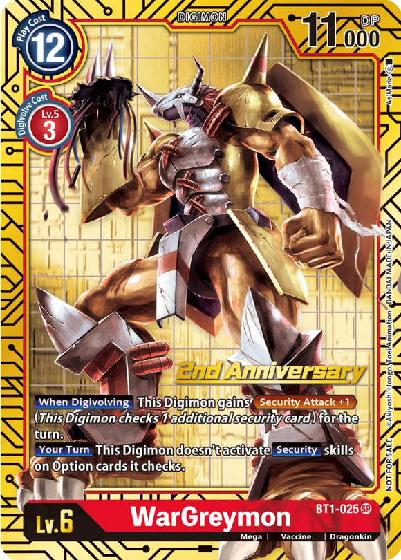 WarGreymon (2nd Anniversary Card Set) [BT1-025 SR] [Release Special Booster 1.0] Foil
