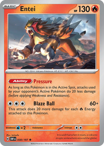 Entei [030/197] [Obsidian Flames] Reverse Holofoil