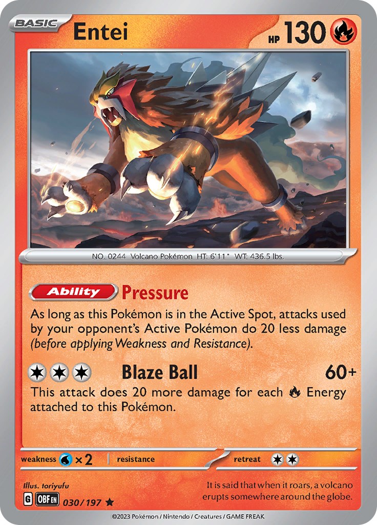 Entei [030/197] [Obsidian Flames] Reverse Holofoil
