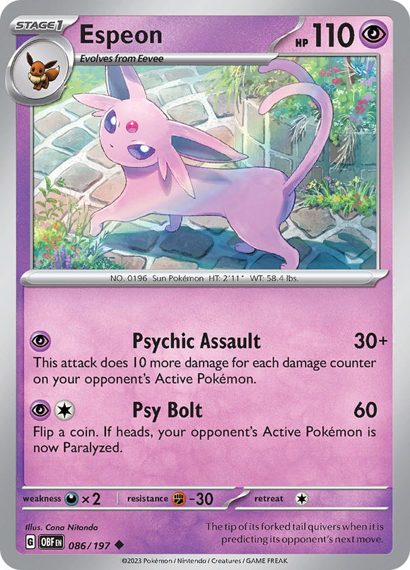 Espeon [086/197] [Obsidian Flames] Reverse Holofoil