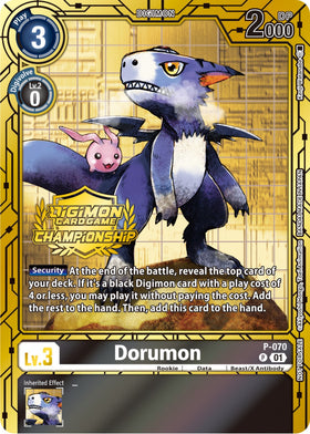 Dorumon - P-070 (Championship 2023 Gold Card Set) [P-070 P] [Digimon Promotion Cards] Foil