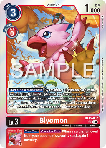 Biyomon [BT15-007 SR] [Exceed Apocalypse] Foil