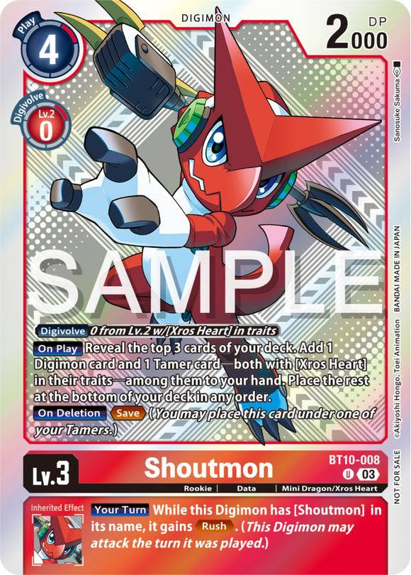 Shoutmon (Exceed Apocalypse Pre-Release Winner) [BT10-008 U] [Exceed Apocalypse Pre-Release Cards] Foil