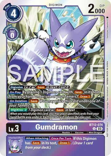 Gumdramon - BT12-074 (Official Tournament Vol.13 Winner Pack) [BT12-074 U] [Across Time] Foil