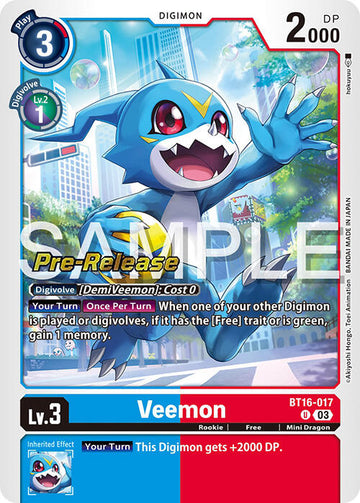 Veemon [BT16-017-U] [Beginning Observer Pre-Release Cards] Foil