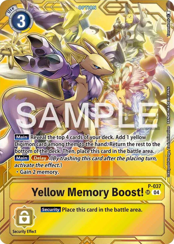 Yellow Memory Boost! - P-037 (Premium Card Collection - Memory Boost! Set) [P-037 P] [Digimon Promotion Cards] Foil