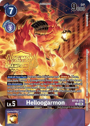 Helloogarmon (Championship 2024 Tamers Pack) [BT14-078 U] [Blast Ace] Foil
