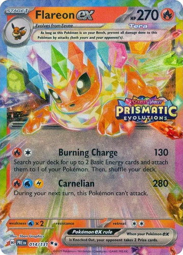 Flareon ex - 014/131 (Prismatic Evolutions Stamp) [014/131] [Miscellaneous Cards & Products] Holofoil
