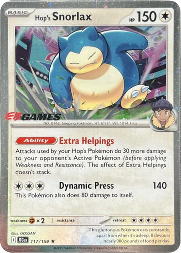 Hop's Snorlax (EB Games) (Cosmos Holo) [117/159] [Journey Together] Holofoil