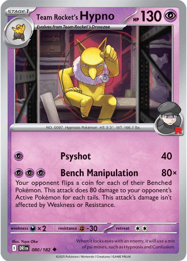 Team Rocket's Hypno [080/182] [Destined Rivals] Reverse Holofoil