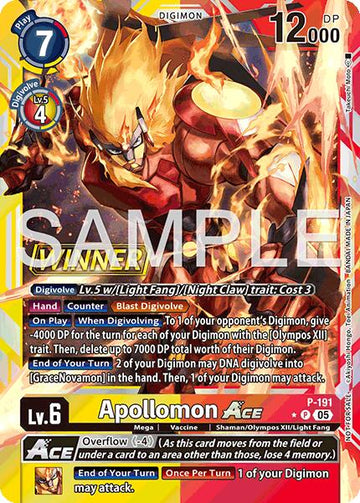 Apollomon ACE (Store Tournament 2025 Vol.3 Winner Pack) [P-191 P] [Digimon Promotion Cards] Foil