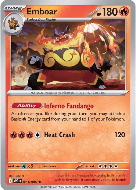 Emboar [013/086] [White Flare] Reverse Holofoil