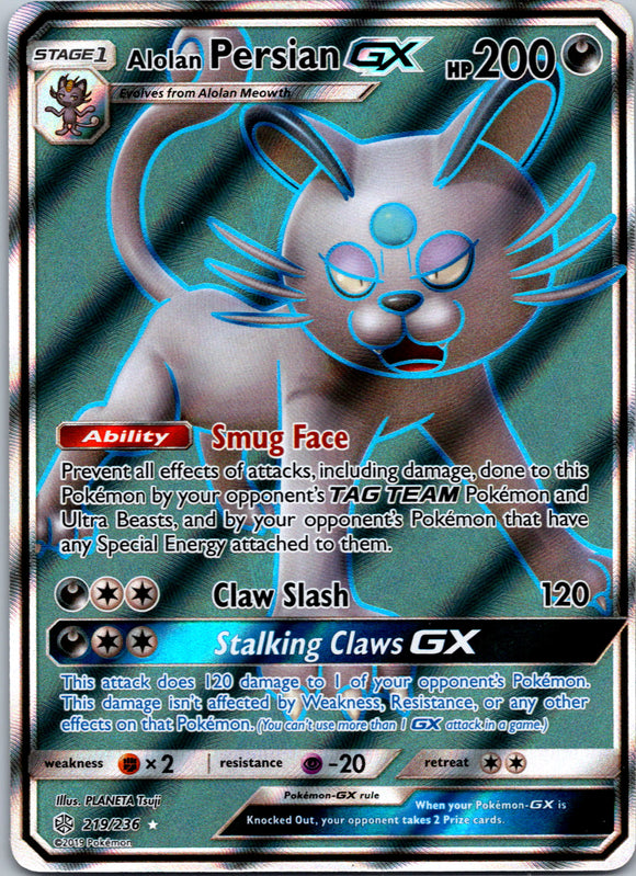 Alolan Persian GX (Full Art) [219/236] [Cosmic Eclipse] Holofoil