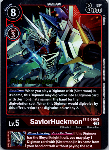 SaviorHuckmon [BT13-016] [Versus Royal Knight Pre-Release Cards] Foil