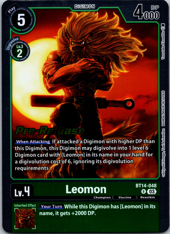 Leomon [BT14-048] [Blast Ace Pre-Release Cards] Foil