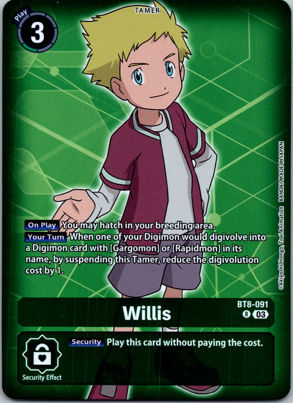 Willis (Reprint) [BT8-091] [Starter Deck 17: Double Typhoon Advanced Deck Set] Foil