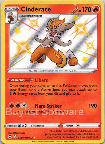 Cinderace [SV017/SV122] [Shining Fates: Shiny Vault] Holofoil