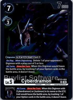 Cyberdramon [BT23-055 R] [Hackers' Slumber Release Event Cards] Foil