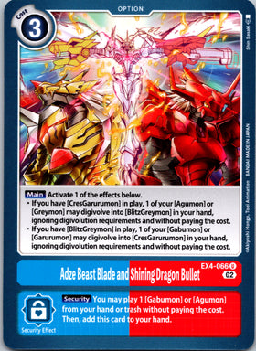 Adze Beast Blade and Shining Dragon Bullet [EX4-066] [Alternative Being Booster] Normal