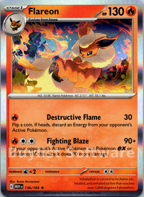 Flareon (136/165) [Scarlet & Violet:  151] Reverse Holofoil