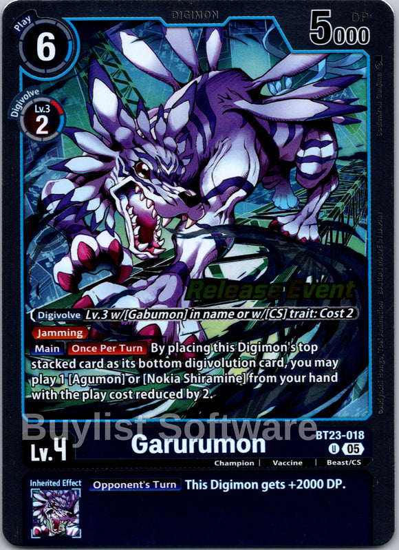 Garurumon [BT23-018 U] [Hackers' Slumber Release Event Cards]