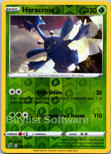 Heracross [006/192] [Rebel Clash] Reverse Holofoil