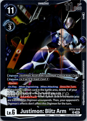 Justimon: Blitz Arm [BT23-059 R] [Hackers' Slumber Release Event Cards] Foil