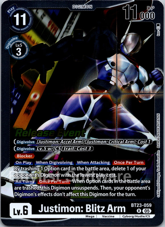 Justimon: Blitz Arm [BT23-059 R] [Hackers' Slumber Release Event Cards] Foil