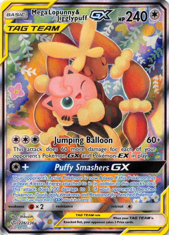 Mega Lopunny & Jigglypuff GX (Alternate Full Art) [226/236] [Cosmic Eclipse] Holofoil