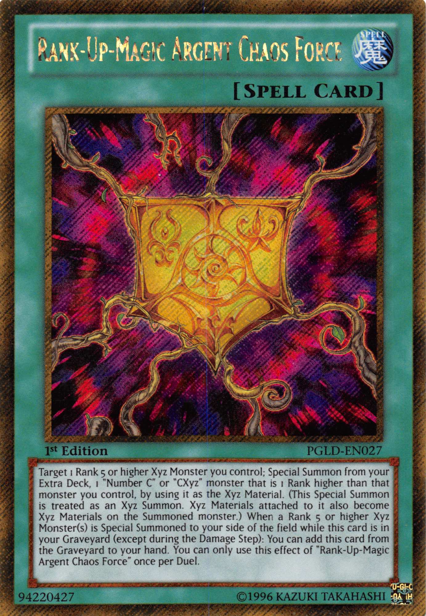 Rank-Up-Magic Argent Chaos Force [PGLD-EN027] Gold Secret Rare